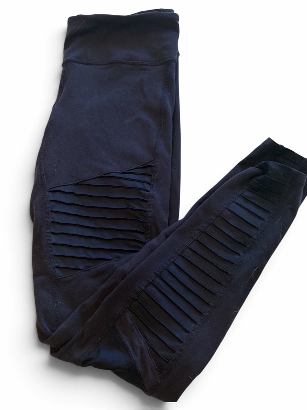 ALO Yoga Dark Navy Moto-Style with Meshing Full Length Leggings Size S